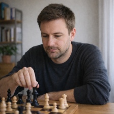 Daniel Keller konzentriert sich auf eine Schachpartie